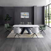 Pearl Ext Dining Table with 4 Perla Carver Swivel Chairs - Pendle Village Furniture